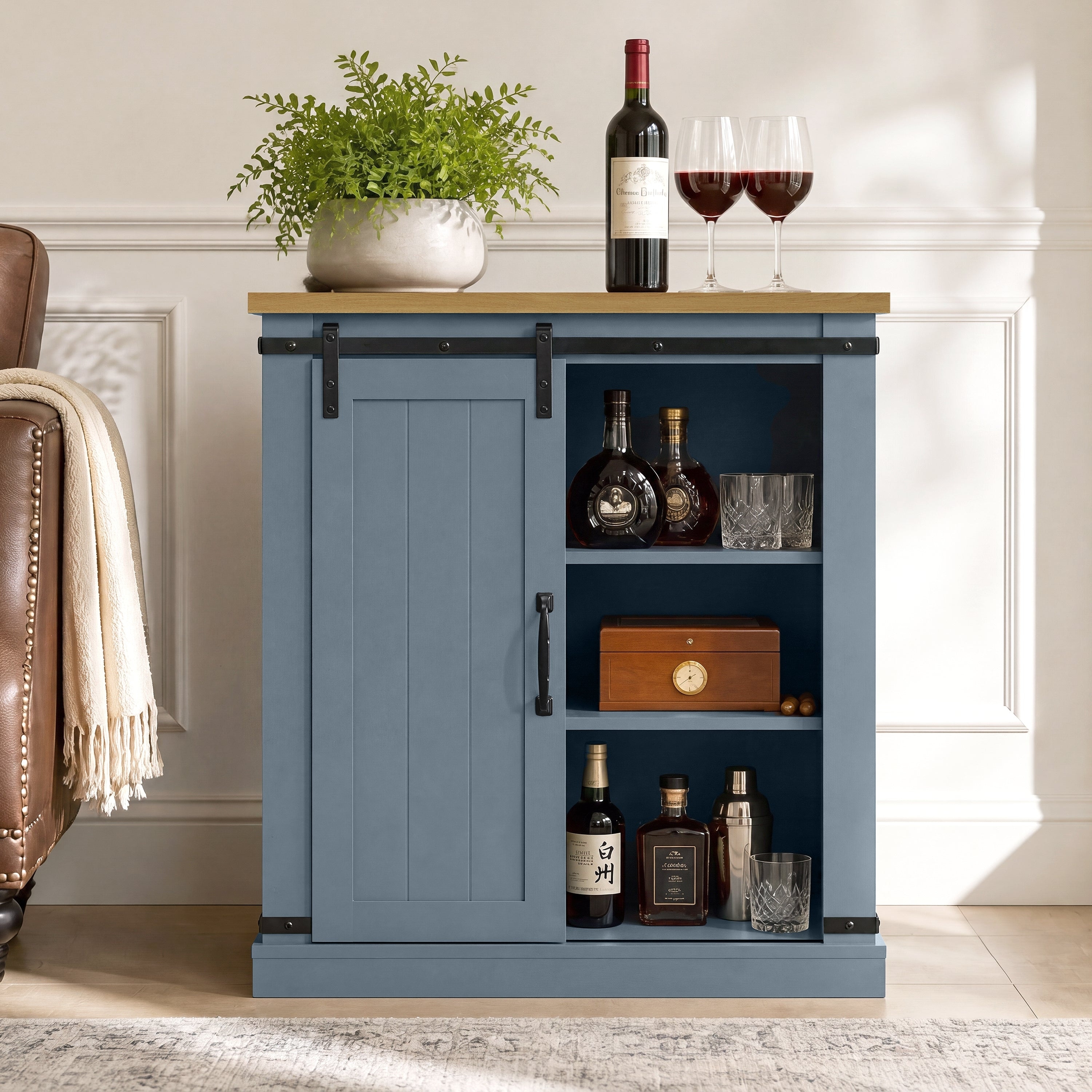 32" Compact TV Stand for 40" TVs w/ Barn Door Design - 32" in Width