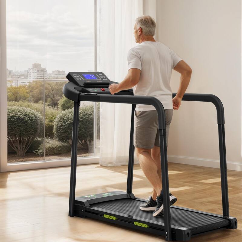 Walking Pad Treadmill for Senior, Foldable Exercise Treadmill with Stable and Safe Structural Design, Large LED Display