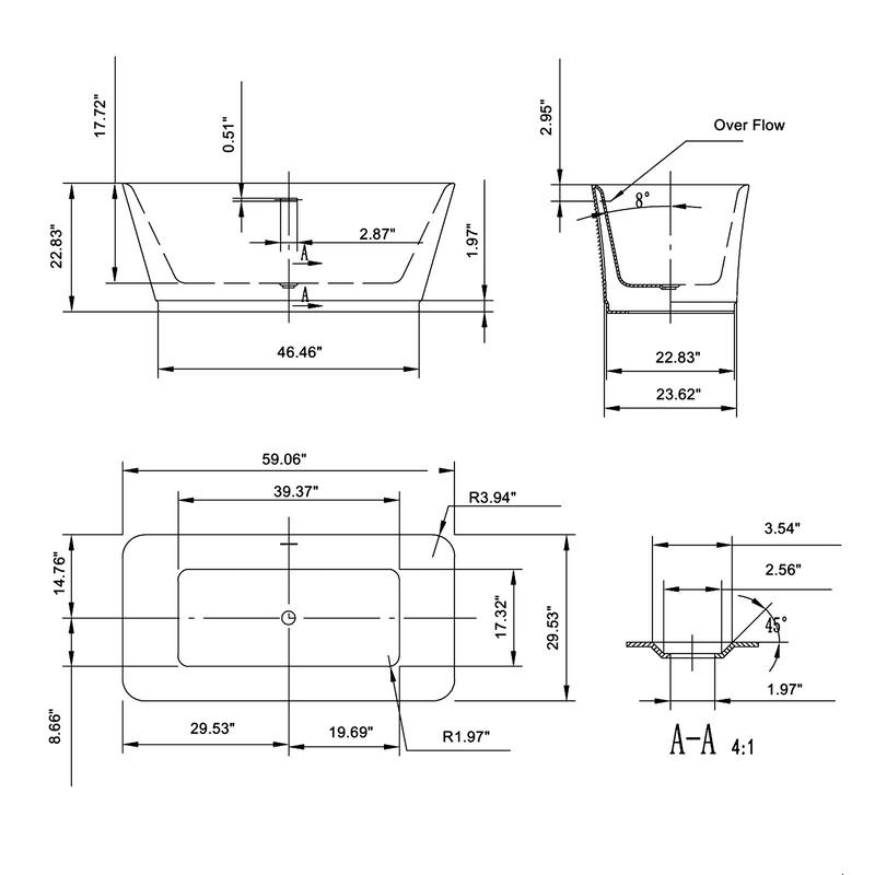 Empava 59 in Acrylic Freestanding Bathtub Soaking SPA Tub in White