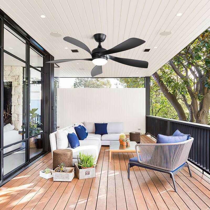 Quiet Reversible DC Motor Ceiling Fan with 6-Speed Wind Remote Control and 3-Color LED Lighting, Timer Function