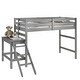 preview thumbnail 6 of 5, Gray Pine Wood Loft Bed with Platform & Ladder, Safety Rails, Easy Assembly
