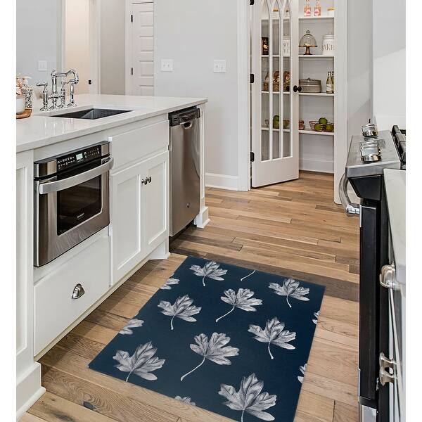 MAPLE LEAF NAVY Kitchen Mat By Becky Bailey Bed Bath & Beyond 35446750