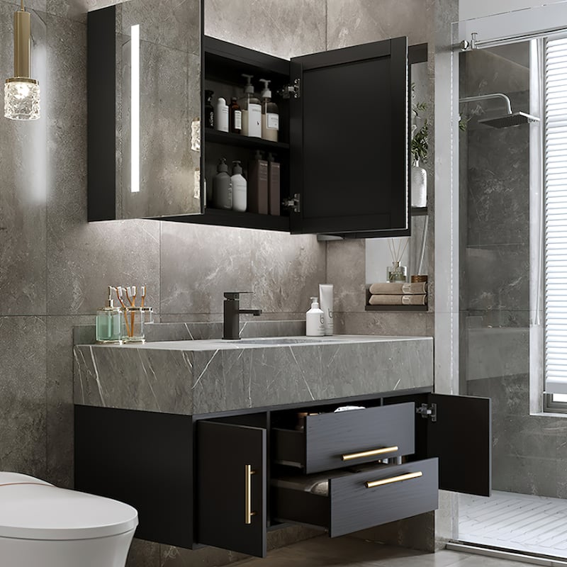Modern 39" Wall Mounted Single Bathroom Vanity Set Fits Standard Bathrooms