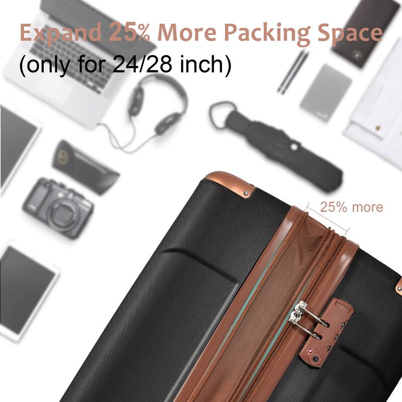 Luggage Sets, 3 Piece Luggage Expandable Suitcase Set, ABS Hardshell 4-Wheel Spinner Luggage with TSA Lock