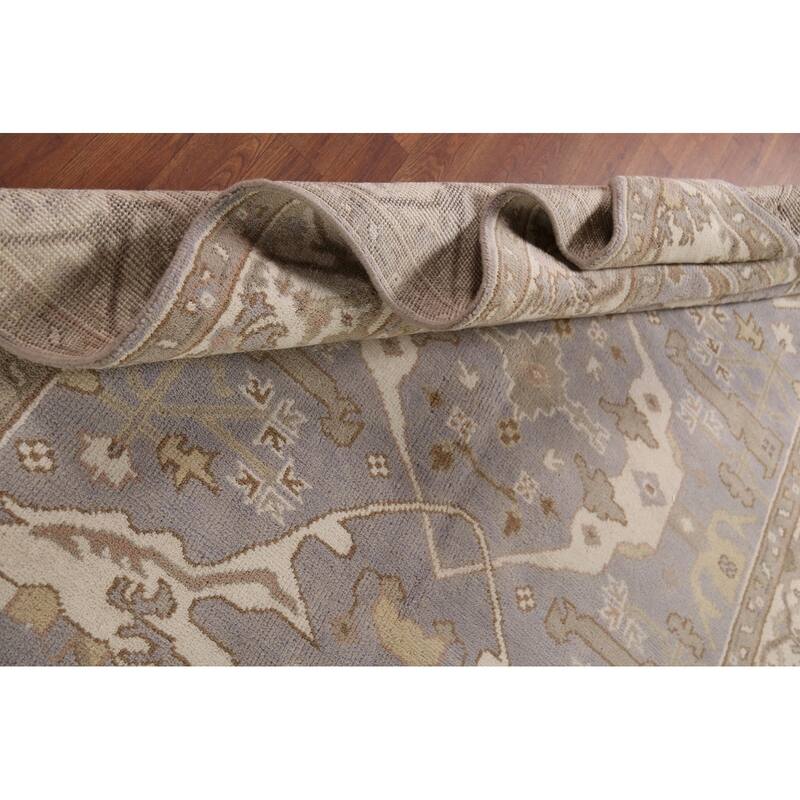 Silver Gray Oushak Indian Area Rug Handmade Wool Carpet - 6'0"x 8'10"