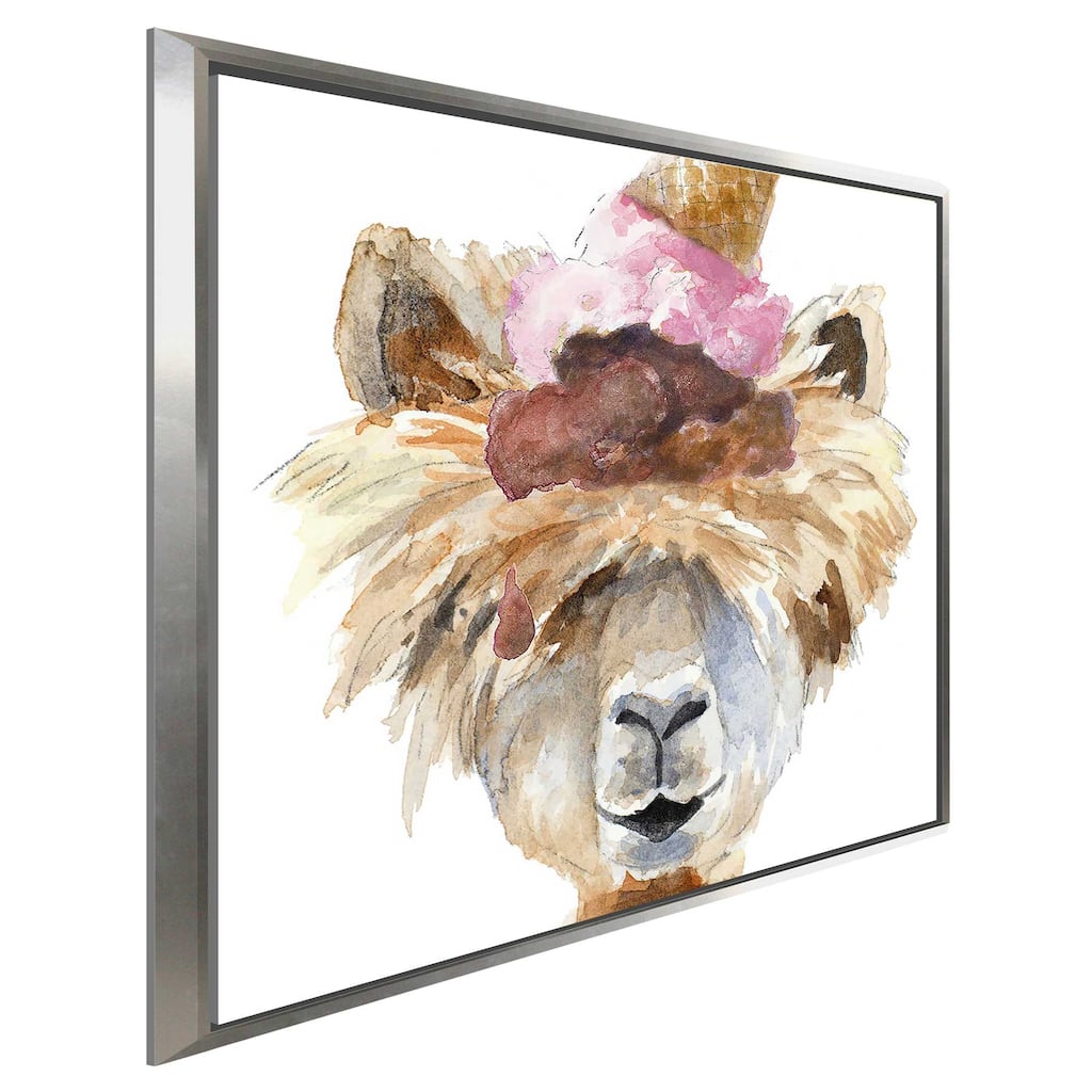 "Ice Cream Llama" Print on Floating Canvas