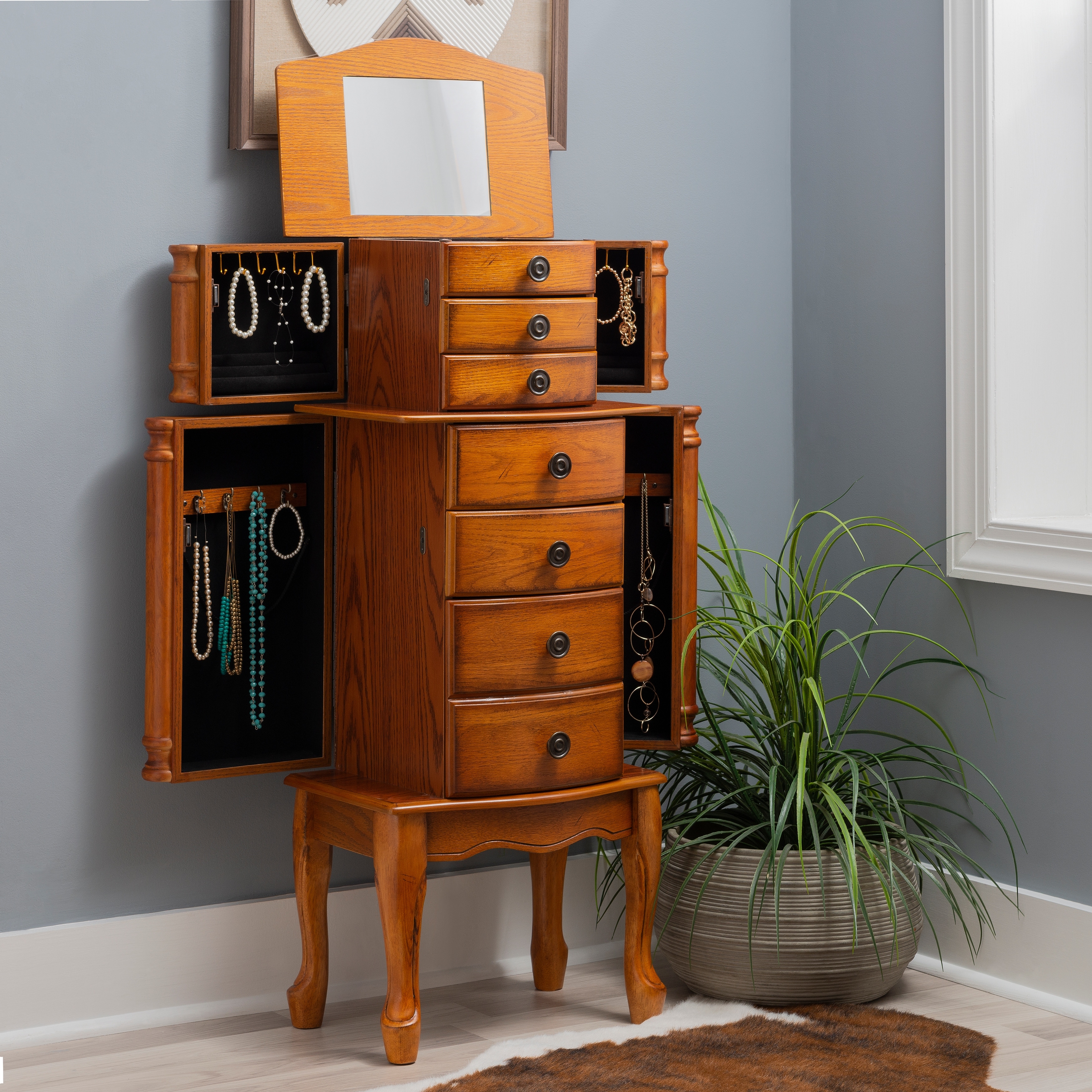 Oak jewelry armoire discount