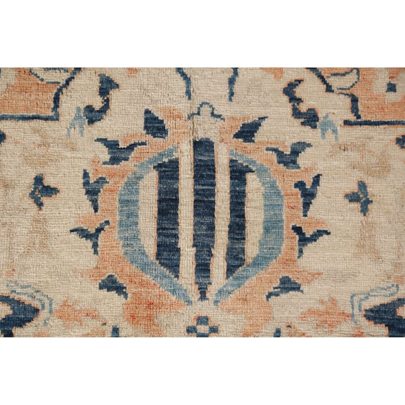 Hand Knotted Oriental 100% Wool Carpet Traditional All-Over Oranges & Rust Ziegler Area Rug - 9' 10'' X 8' 1''