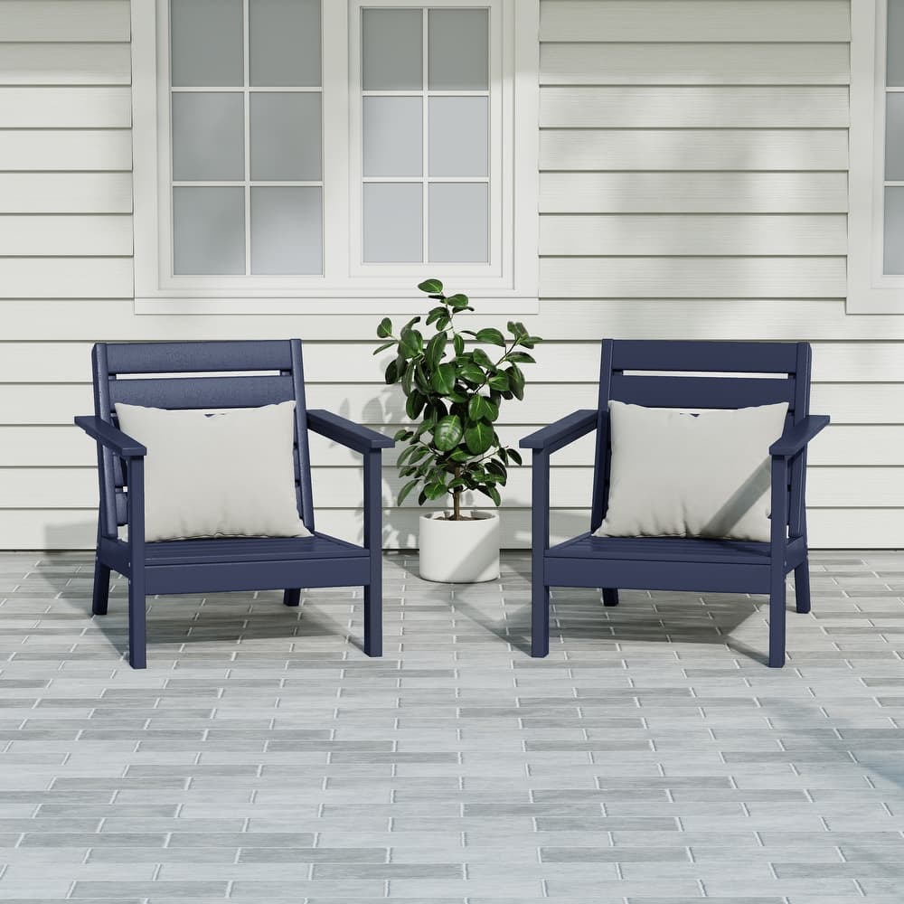 Birchwood All Weather HDPE Outdoor Patio Deep Seating Arm Chair (Set of 2)