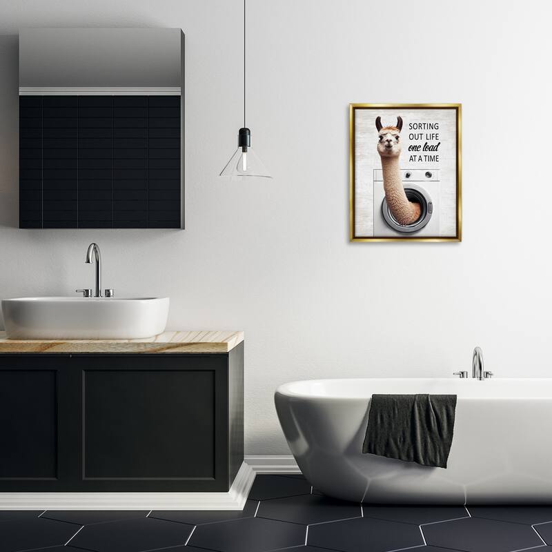 Stupell One Load At A Time Llama Framed Floater Canvas Wall Art Design By Lettered and Lined