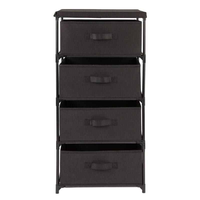 Black 4 Drawer Dresser, Fabric Clothes Storage Stand for Bedroom, Nursery, Closet Organizer