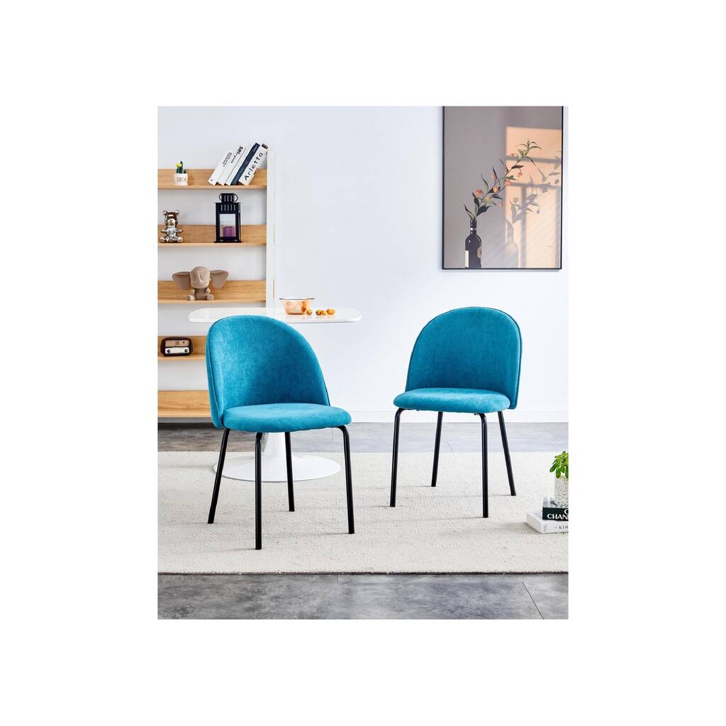 Teal Blue 21.45" Accent Chairs with Iron Tube Legs and Supportive Backrest (Set of 2)