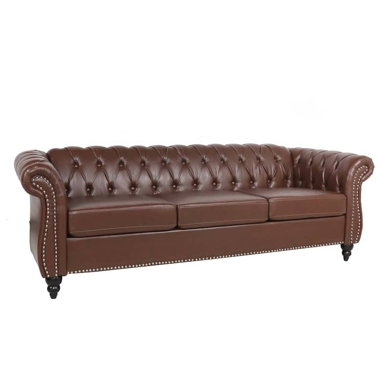 Comfortable 3-Seater Sofa with Fashion Striped Seat Cushion