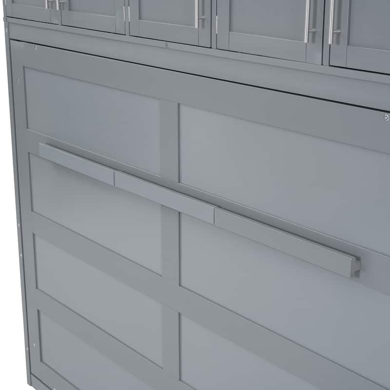 Storage Murphy Bed with Top Cabinets, Flip Horizontal