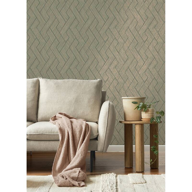 Advantage Ember Copper Geometric Basketweave Wallpaper