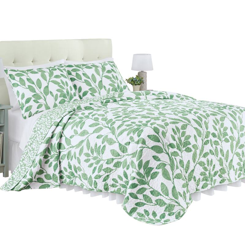 Brady Reversible Oversized Two-Tone Leaf Design Quilt