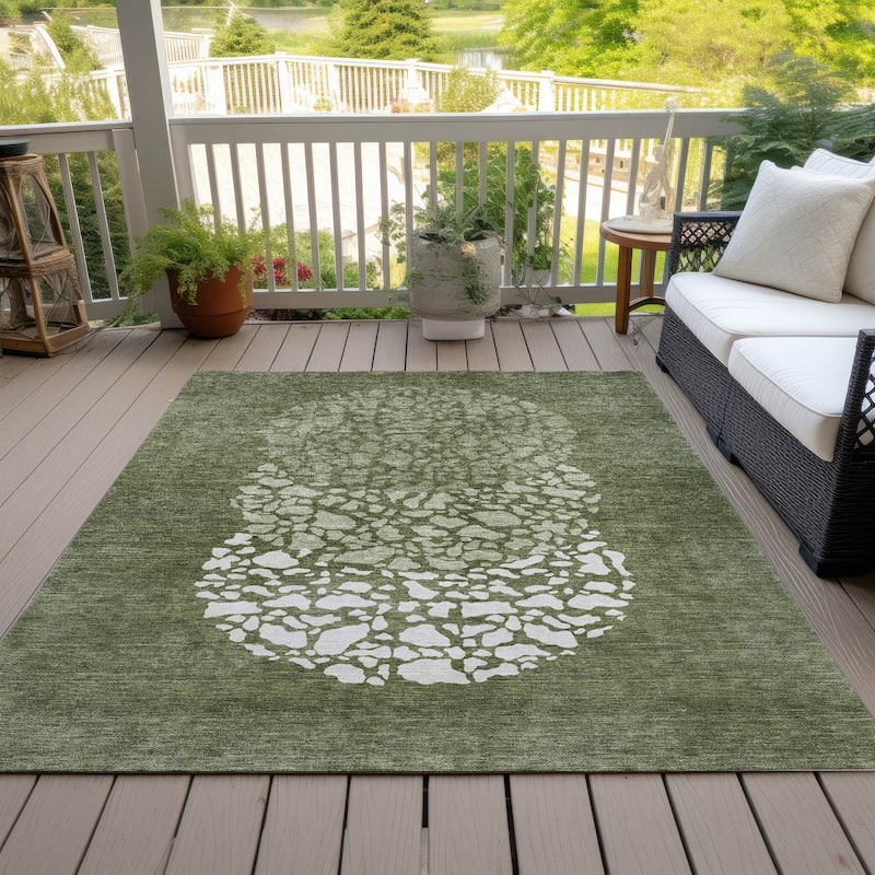 Machine Washable Indoor/ Outdoor Chantille Modern Mosaic Rug