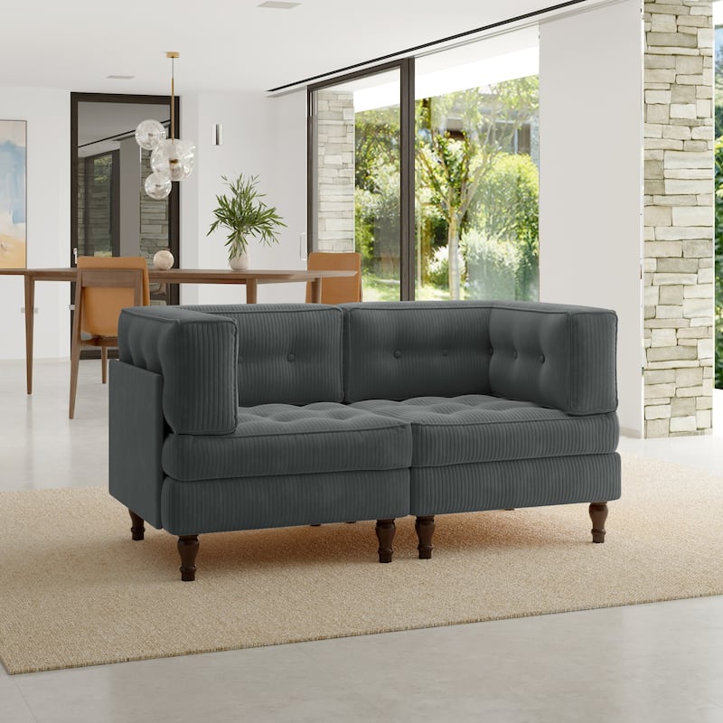 Oversized Sofa Corduroy Tufted Modular Sectional Set