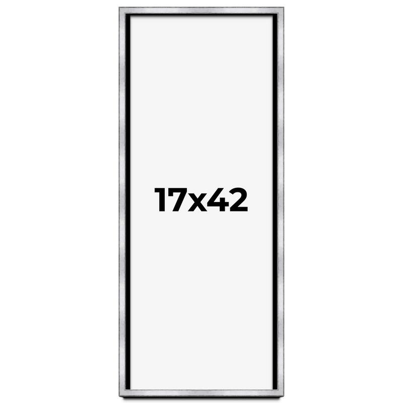 17x42 Shadow Box Frame Silver | 1.375 Inches Deep Real Wood