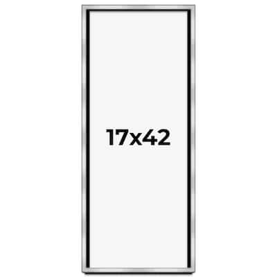 17x42 Shadow Box Frame Silver | 1.375 Inches Deep Real Wood