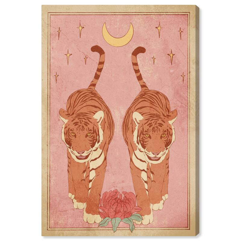 Wynwood Studio Canvas Animals Passionate Tigers Pink and Light Pink Modern & Contemporary Wall Art Canvas Print