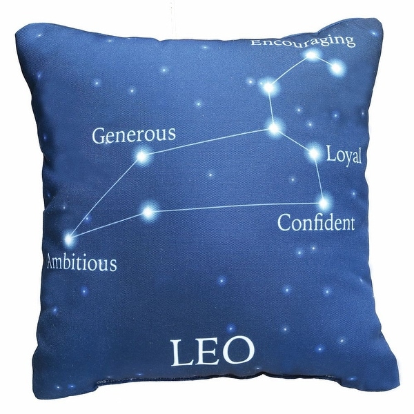 Horoscope Navy Blue Decorative Throw Pillow - Leo Constellation, 14" x 14" - 14 in. x 14 in.