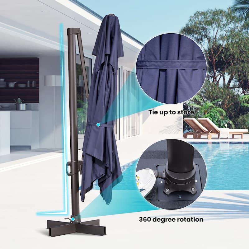 Pellebant 10 X 13 Feet Outdoor Cantilever Umbrella with Double Top