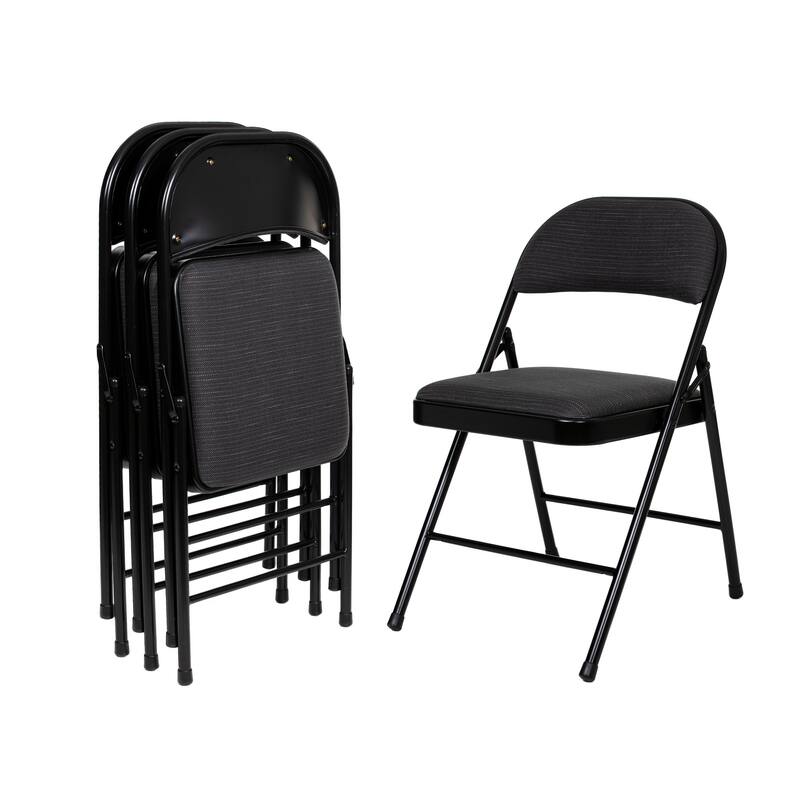 Hampden Furnishings Bernadine Basics Collection Fabric Folding Chair, Pack of 4