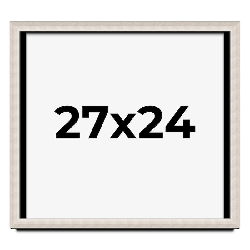 27x24 Shadow Box Frame Silver Real Wood Contemporary Shadowbox Display Frame UV Acrylic Front Acid Free Backing and Hardware