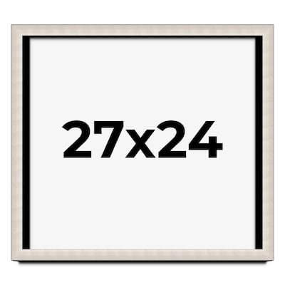27x24 Shadow Box Frame Silver Real Wood Contemporary Shadowbox Display Frame UV Acrylic Front Acid Free Backing and Hardware
