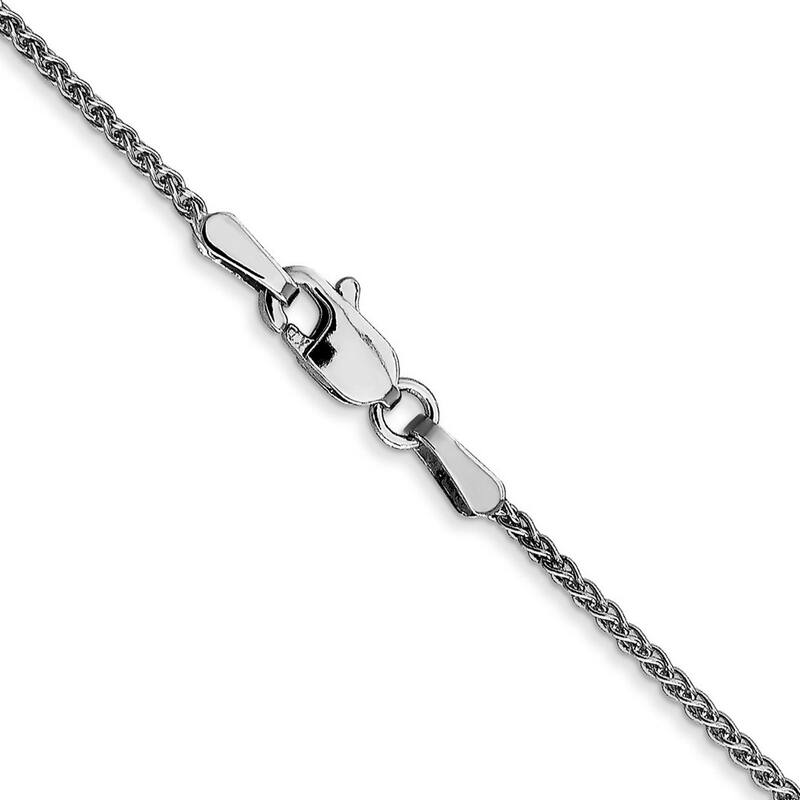 Curata 14k White Gold 1.2mm Wheat Spiga Chain Necklace (Lobster)Length Options: 16 18 20