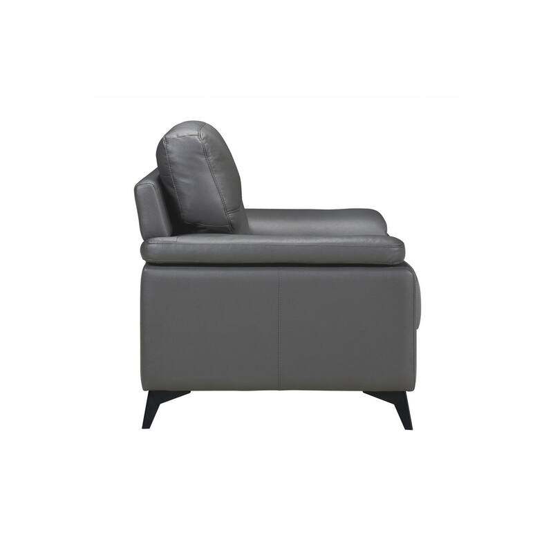 Roxine Dark-Gray Top Grain Leather Living Room Set