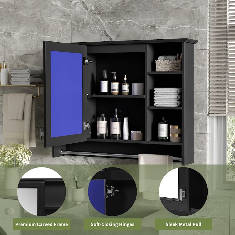 3-in-1 Bathroom Mirror Cabinet, 36-inch Wall Mounted Medicine Cabinet with Adjustable Shelf & Soft Close Door