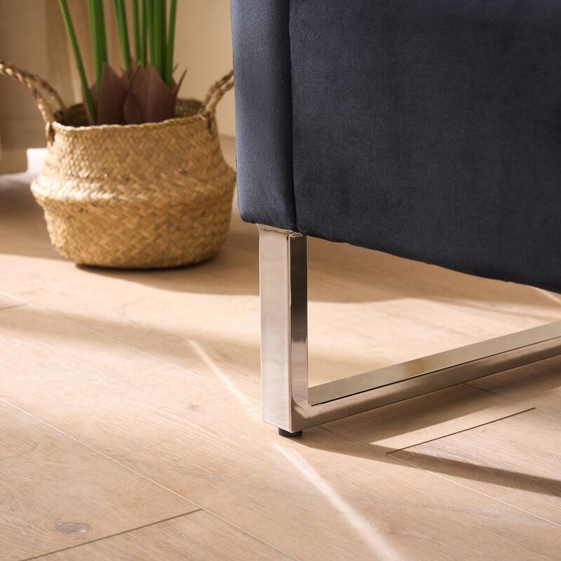 Roomfitters Velvet Storage Bench, Upholstered Entryway and Bedroom Bench with Armrests and Metal Legs