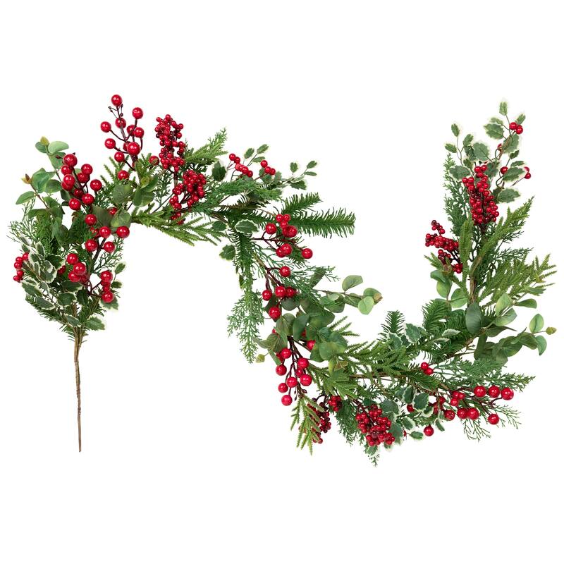 Mixed Pine Cedar and Berries Artificial Christmas Garland - 5' - Unlit