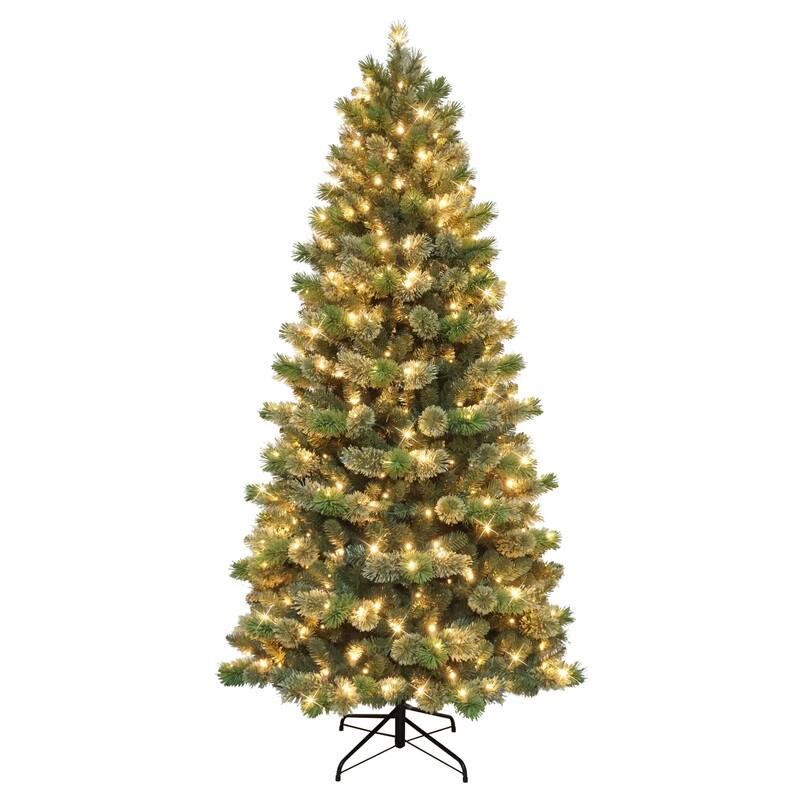 Pre-Lit Slim Oklahoma Pine Artificial Christmas Tree - 7.5' - Warm White LED