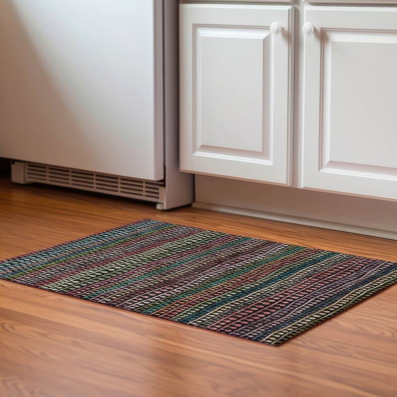 Premium Washable Super Soft Modern Artistry Mayfield Rug - Black - 1' 8" x 2' 6" - Rectangle