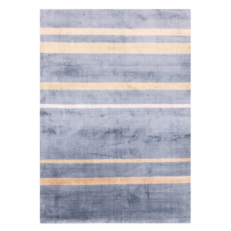 ECARPETGALLERY Hand Loomed Kashkuli Gabbeh Light Denim Blue Viscose Rug - 5'3 x 7'4