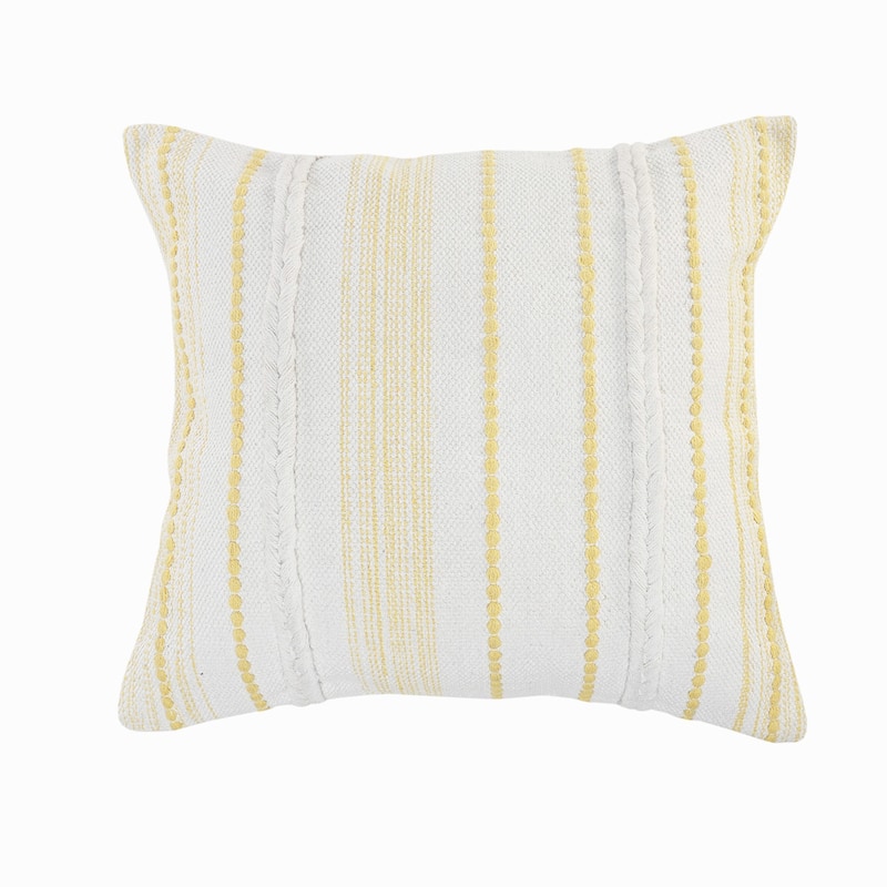 Drow Farmhouse Striped Cotton Throw Pillow by Sevita