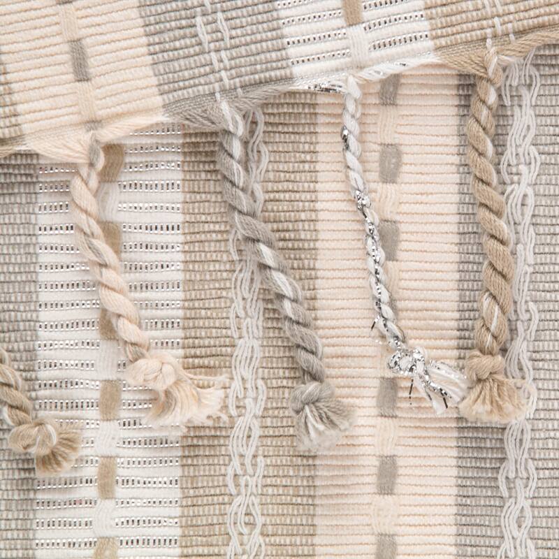 DII Blue Tonal Stripe With Fringe Table Runner
