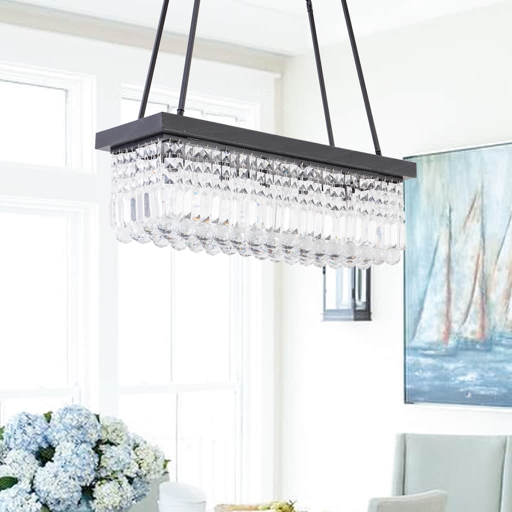 Maxax 5 - Light Kitchen Island Tiered Pendant With Crystal Accents
