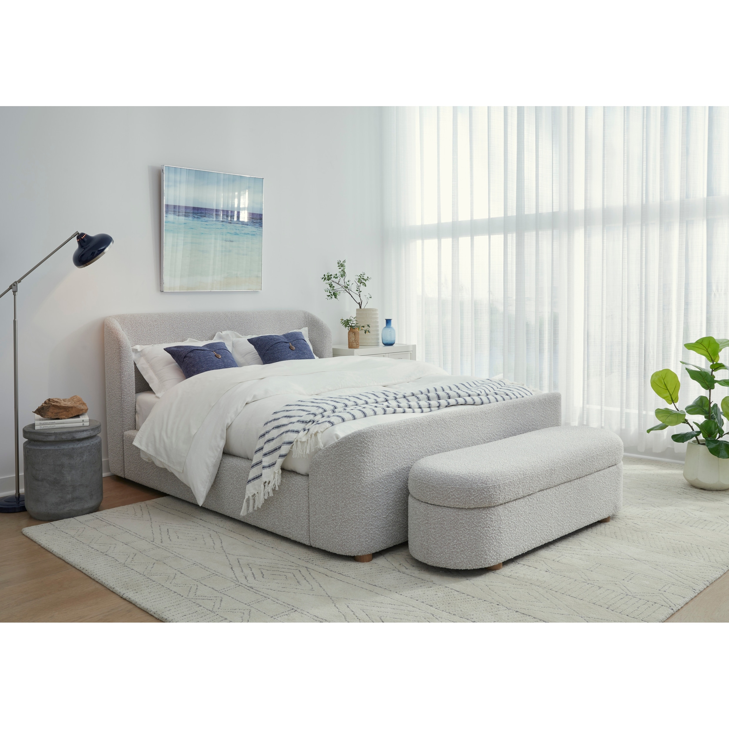 Kiki Upholstered Platform Bed in Cotton Ball Boucle