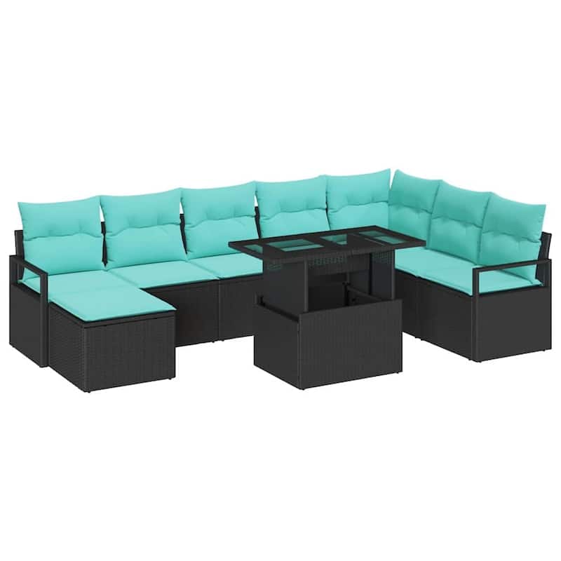 vidaXL 9 Piece Garden Sofa Set with Cushions - 113×69.7×27.2