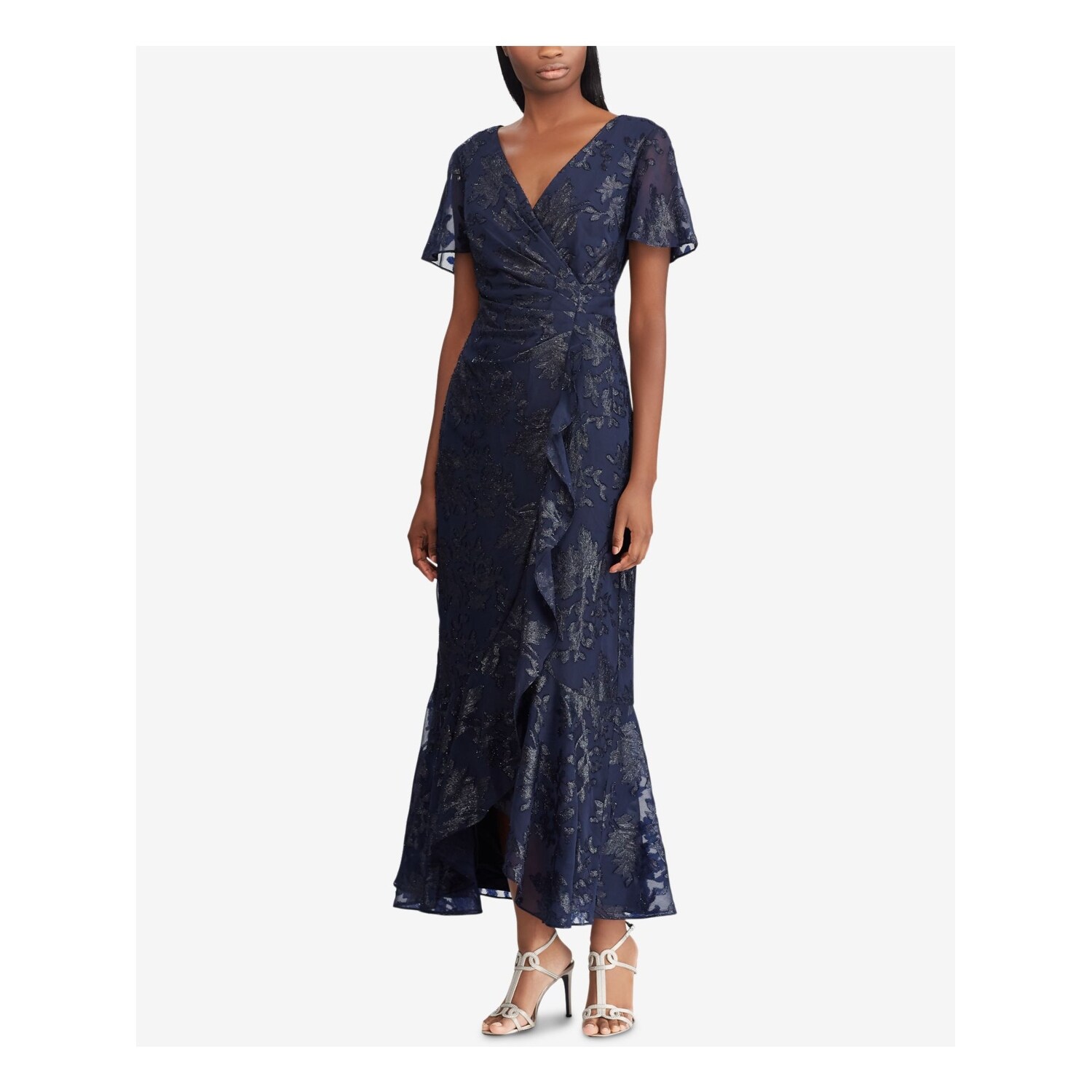 maxi wrap dress with short sleeves
