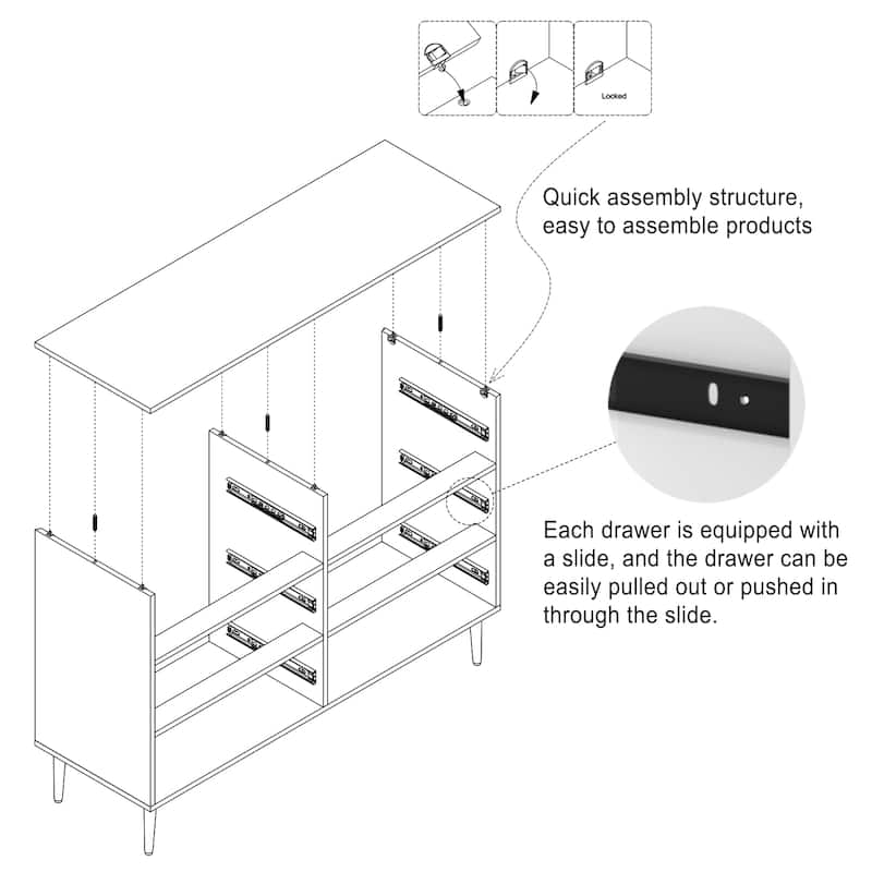 Morden Wood Furniture 6 Drawer Dresser Chest of Drawers Cabinet