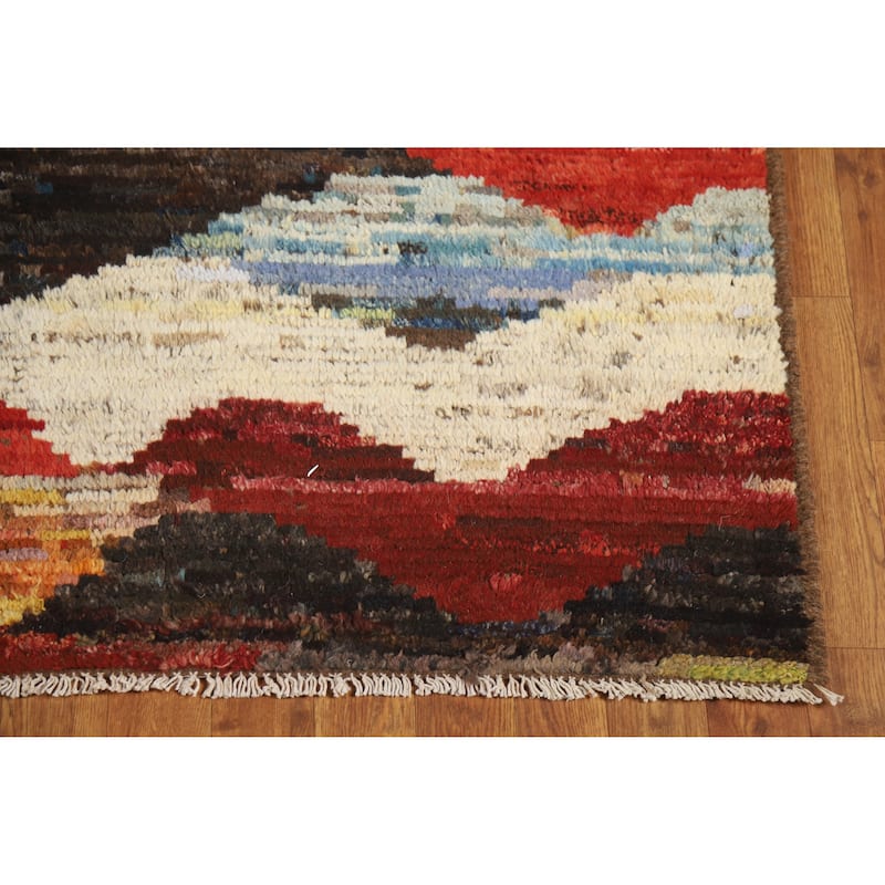 Abstract Moroccan Oriental Rug Handmade Modern Tribal Wool Carpet - 3'8" x 6'9"