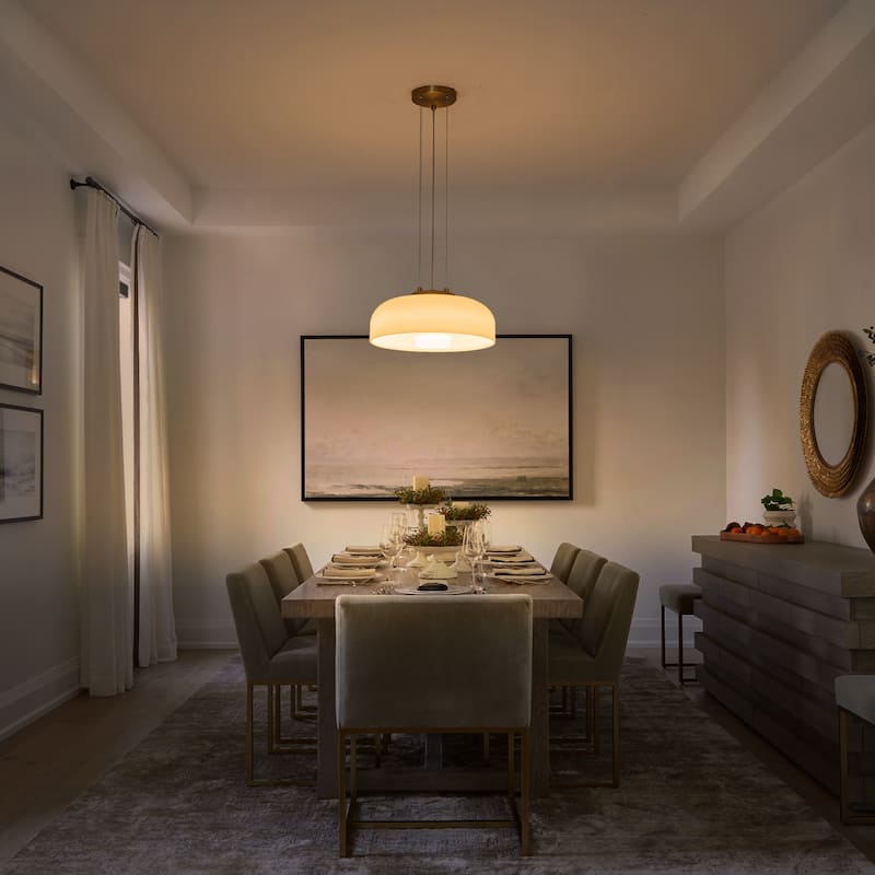 Single Light LED Pendant with Milky White Glass Shade Dimmable Modern