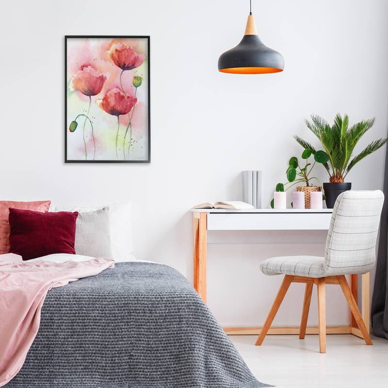 Stupell Red Poppies with Speckles Framed Giclee Art Design By Stephanie Fielden