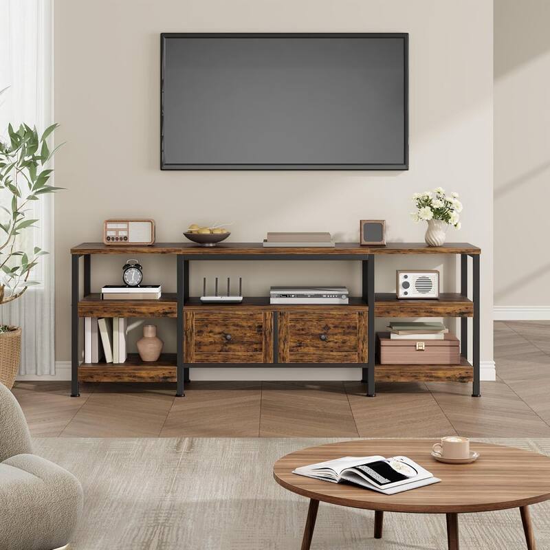Rustic 71" TV Stand Media Console with 2 Drawers Entertainment Center for TVs Up to 75" - N/A
