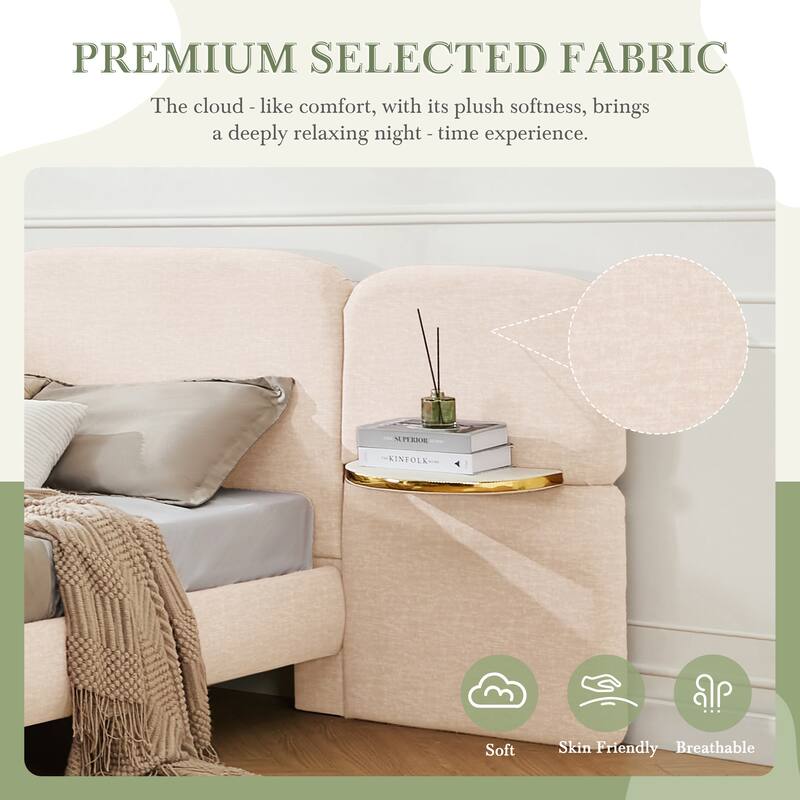 Christopher Knight Home - Thorne Upholstered Bed Frame with Headborad and 2 Side Panel Nightstands